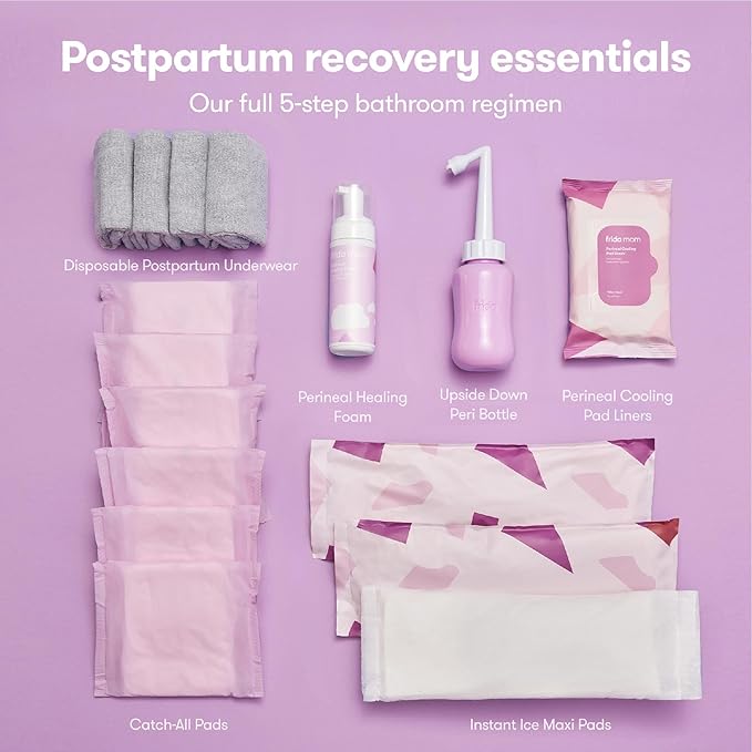 Frida Mom 30pc Pre-Packed Hospital & Diaper Bag Essentials Gift Set, Includes Labor, Postpartum, & Newborn Grooming Kit in One, Easy to Organize with Removable Toiletry Bags, & Suitcase Strap