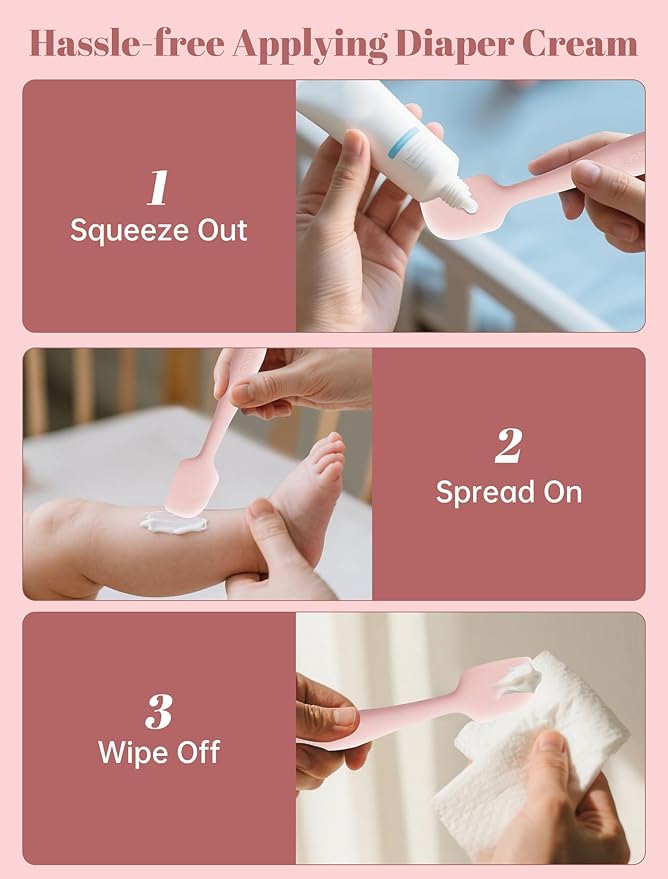 Diaper Cream Spatula, 2 Pack Butt Spatula Baby, Full-Size + Mini Silicone Diaper Cream Applicator for Babies, Newborn Baby Necessities (Brown)