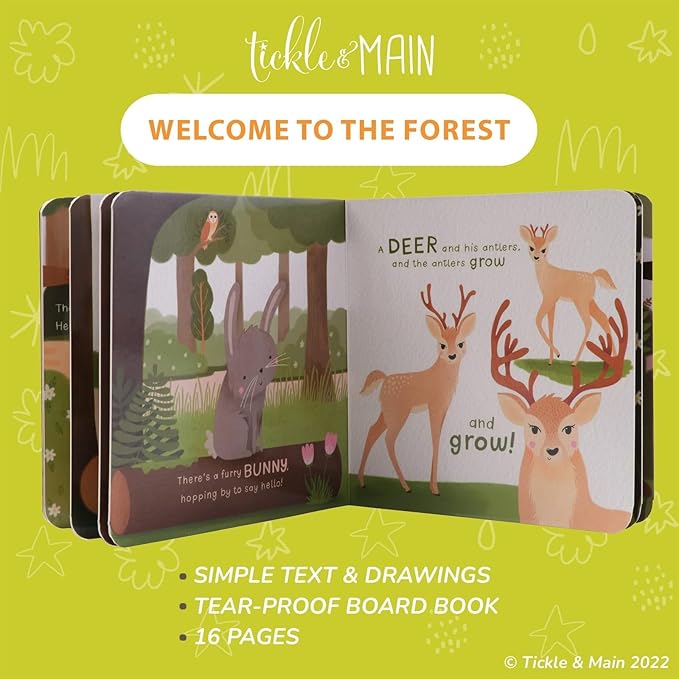 Tickle & Main Registry Gift Set - 5 Pieces, Forest Friends, 0-12 Months - Baby Socks Newborn & Hello Forest Board Book - Newborn Set, Gender Neutral