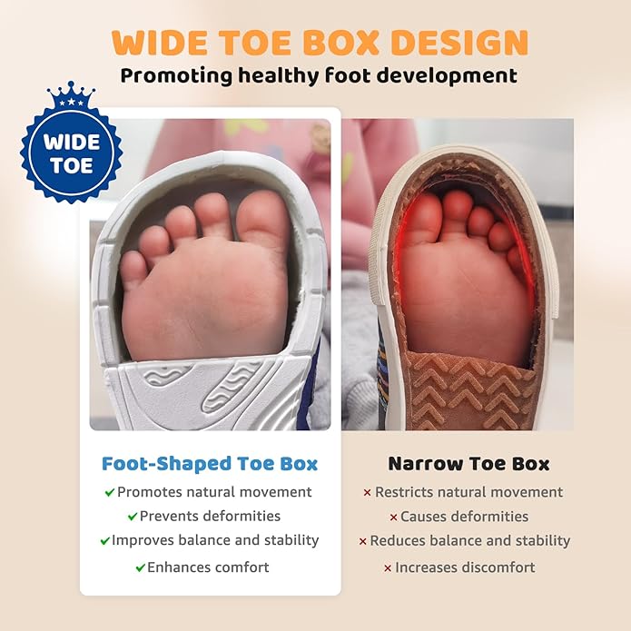 Baby Barefoot First Walking Shoes with Wide Toe Box Orthopedic Toddler Shoes for 6 12 18 24 Months