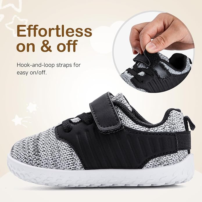 HIITAVE Toddler Sneakers Lightweight Boys Girls Barefoot Shoes for Walking Running Tennis Playing