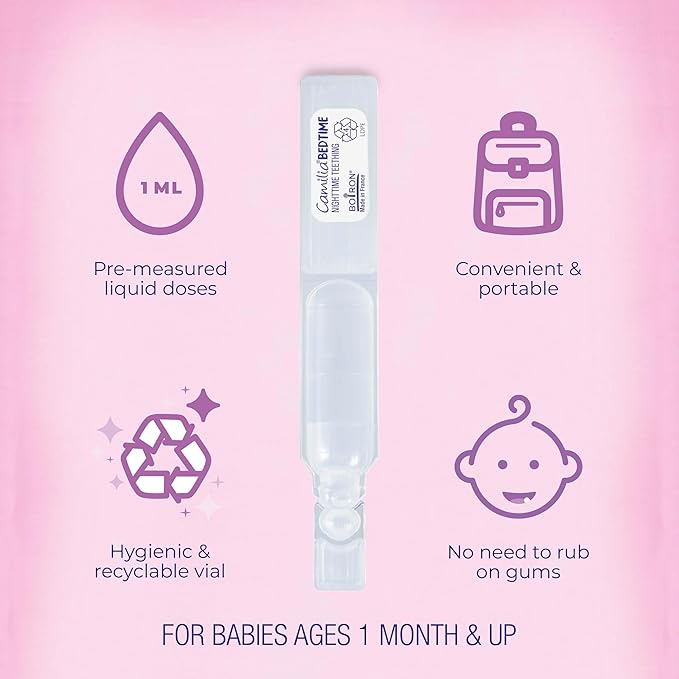 Boiron Camilia Bedtime Liquid Doses for Nighttime Teething Relief, Painful Gums, Restlessness, and Irritability -, 30 Count (Pack of 2)