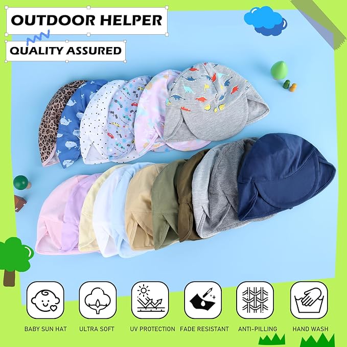 Duoyeree UPF 50+ Baby Sun Hat with Ear and Neck Protection - Toddler Beach Hat for Boys & Girls - Ideal for Summer Fun
