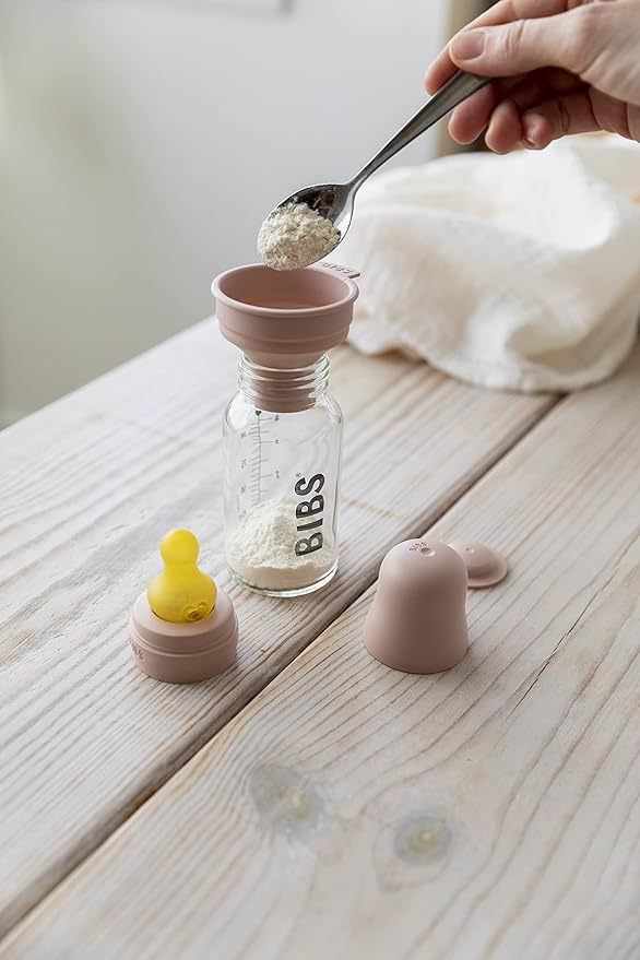 BIBS Baby Glass Bottle Complete Set 225 ml | BPA Free Natural Rubber | Made in Denmark | Ivory