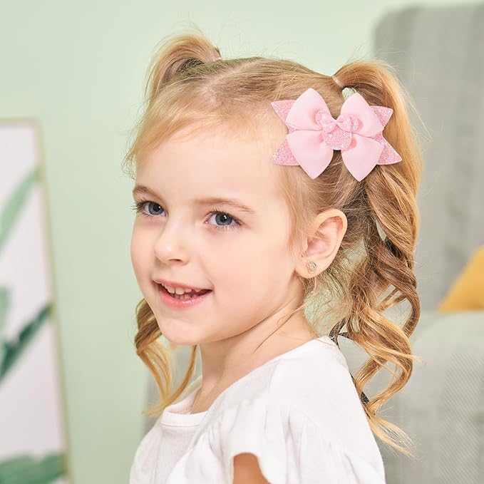 8PCS Mouse Ears Hair Bow Clips, 4 Inch Toddler Girls Polka Dot Hair Accessories, Birthday Party Decoration for Baby Toddler Girls