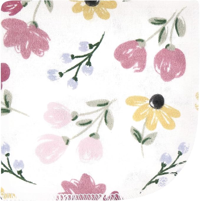 Hudson Baby Unisex Baby Flannel Cotton Washcloths, Soft Painted Floral 10 Pack, One Size