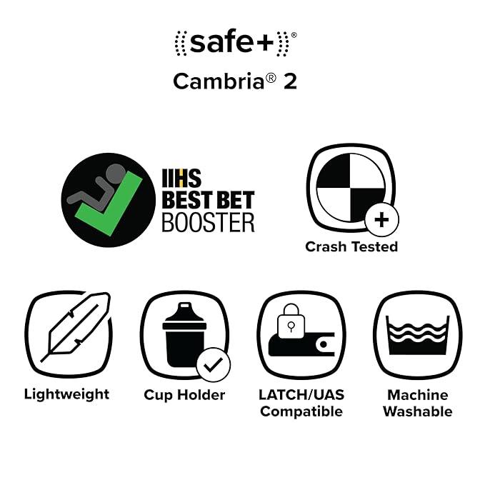 Diono Cambria 2XT XL, Dual Latch Connectors, 2-in-1 Belt Positioning Booster Seat, High-Back to Backless Booster with Space and Room to Grow, 8 Years 1 Booster Seat, Black Storm