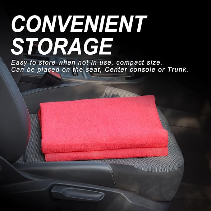 Sweat Towel Car Seat Cover Protector Front Seats for Gym Workout, Running, Swimming, Beach and Hiking, Waterproof Universal Seat Cover for Car, Truck, Van & SUV (Red, 2pcs Front Seat)