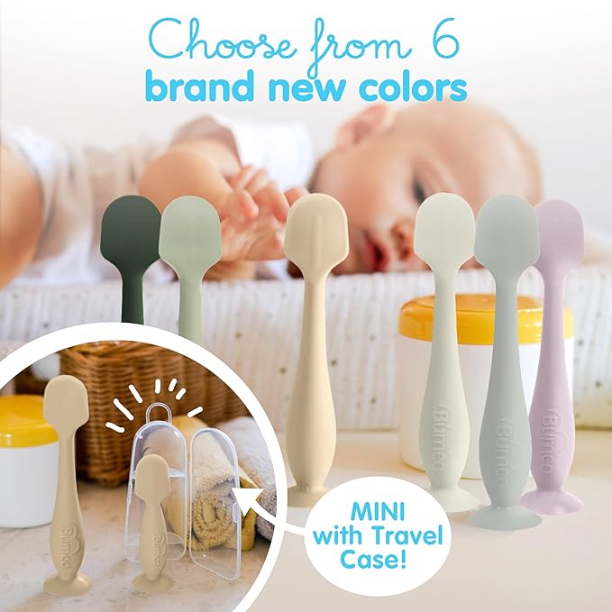Bumco Baby Bum Brush - BPA-Free Diaper Cream Spatula with Suction Cup Base, Soft & Flexible Silicone, Wipe-Clean, Mom-Invented Diaper Bag Essentials (Sand)