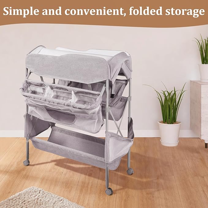 TOMBOOS Versatile Folding Changing Table.Portable Changing Table for Baby.Baby Changing Table.Highly Adjustable.2 Storage Baskets. Portable Changing pad.Diaper Changing Station.