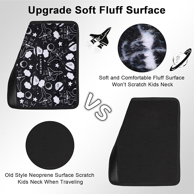 Seat Strap Shoulder Pads for Kids, Seat Belt Cover for Children, Soft Furry Seat Belt Cushion for Travel, Cartoon Car Seat Belt Pad Cover for Boys and Girls.
