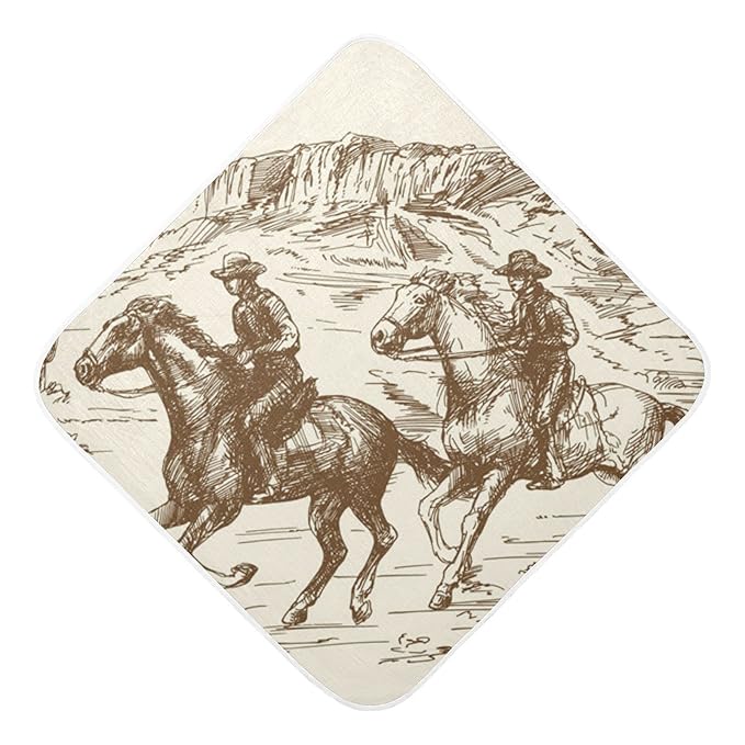 Western Desert Cowboy Baby Towel Ultra Soft Hooded Towels for Babies - Ultra Absorbent Cotton Bath Towels 30x30 Inch