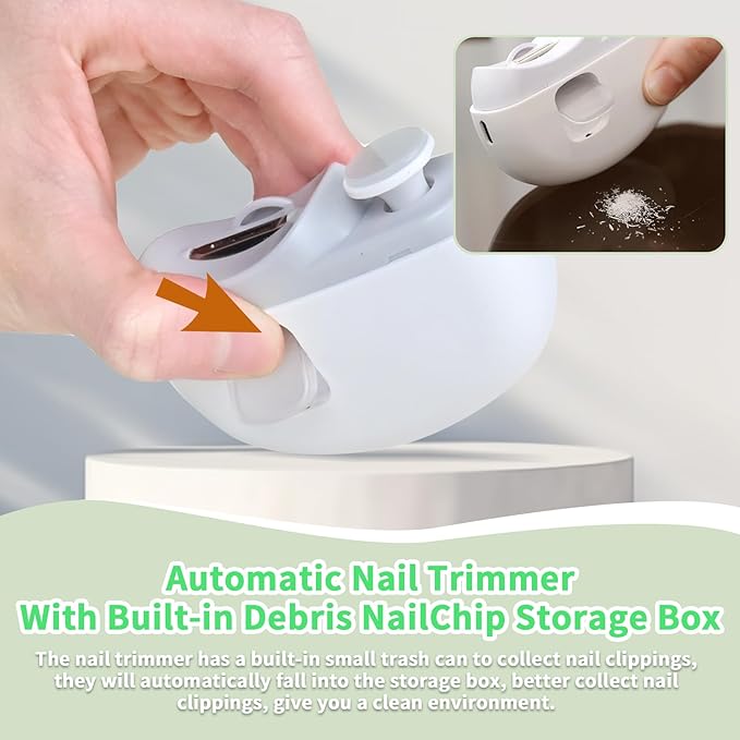 Electric Nail Clipper 3 in 1 Design, Automatic Baby Nail Trimmer Suitable for Night Lighting During Baby sleepwith Light & Featuring Two speeds Suitable for Infants, Children and The Elderly
