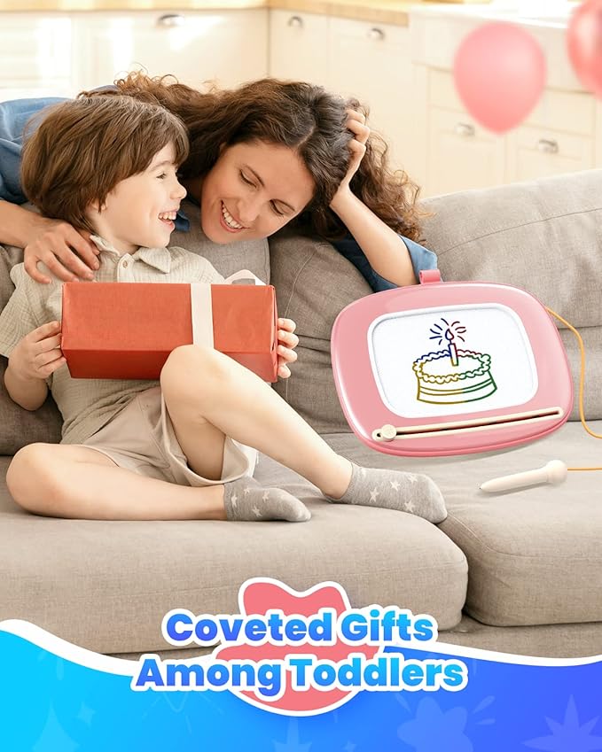 Magnetic Drawing Board, Toddler Girl Toys for 1-3 Year Old, Doodle Board Learning and Educational Kids Toys for 1 2 3 Year Old Baby Birthday GIF- Pink