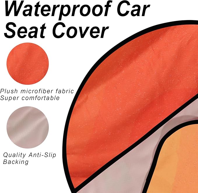Sweat Towel Car Seat Cover Protector Front Seats for Gym Workout, Running, Swimming, Beach and Hiking, Waterproof Universal Seat Cover for Car, Truck, Van & SUV (Orange, 1pcs Front Seat)