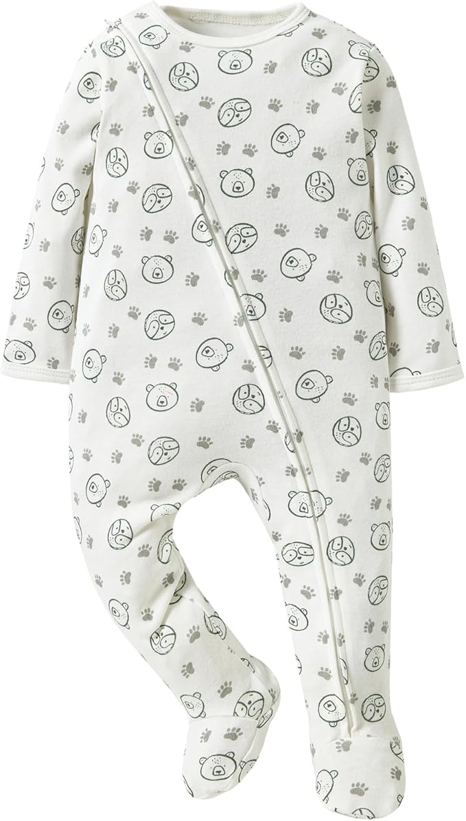 Baby Footie Jumpsuit, 100% Cotton Long Sleeve Footed Romper, Summer Outfit for 0-12 Months