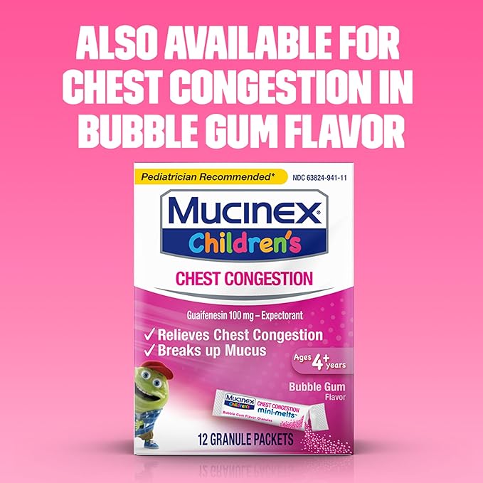 Mucinex Children's Chest Congestion Expectorant and Cough Suppressant Mini-Melts, Orange Cream, 12 Count (Packaging May Vary) (Pack of 2)