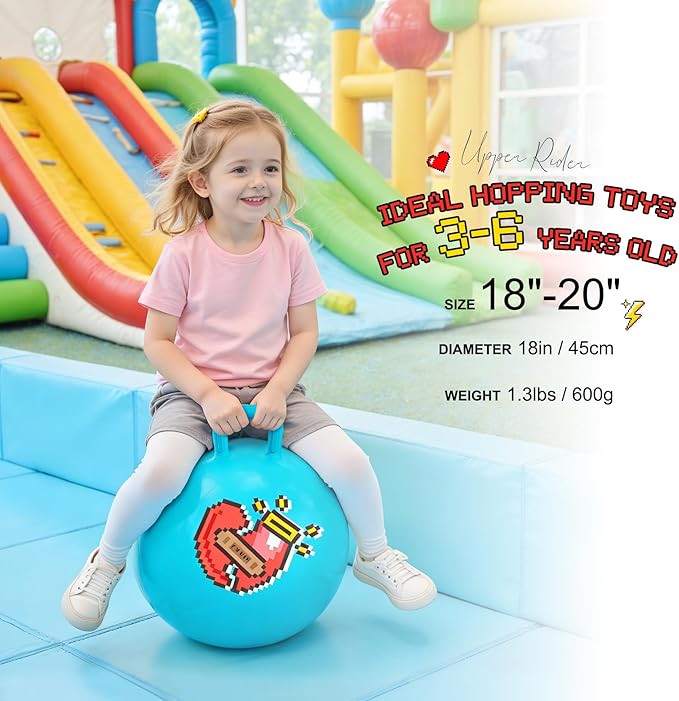 Upper Rider Easter Basket Stuffers for Kids, Hopper Ball for Kids 3-6, Bounce Ball with Handle for Age 3 4 5 6,18" Hopping Ball Toy for Indoor Outdoor Camping
