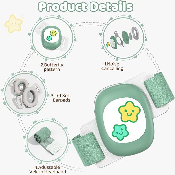 Baby Earmuffs,Infant Noise Cancelling Headphones with Star Pattern, Infant Ear Protection for Toddler 0-48 Months,Baby Travel Essentials for Airplane/Improves Sleep