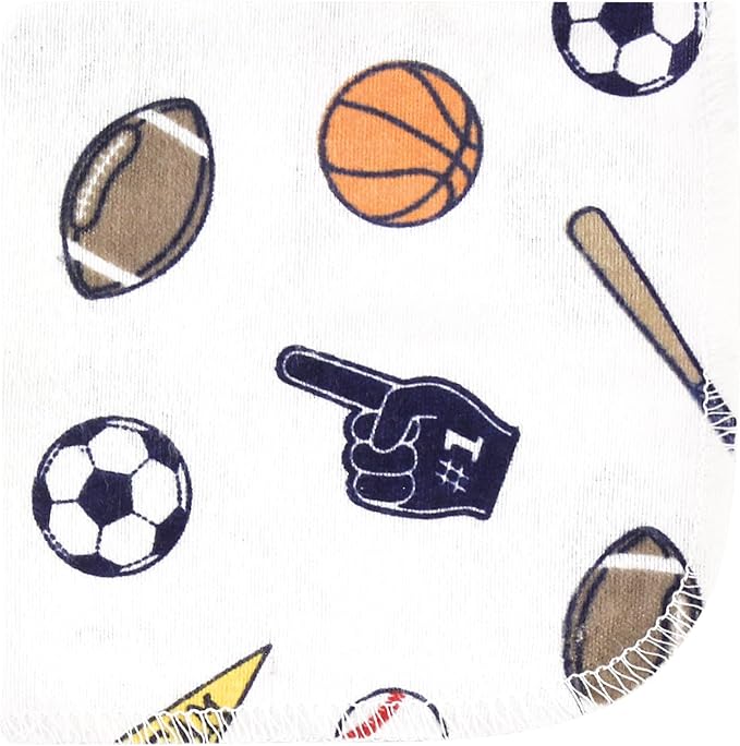 Hudson Baby Unisex Baby Flannel Cotton Washcloths, Sports Fan 12 Pack, One Size
