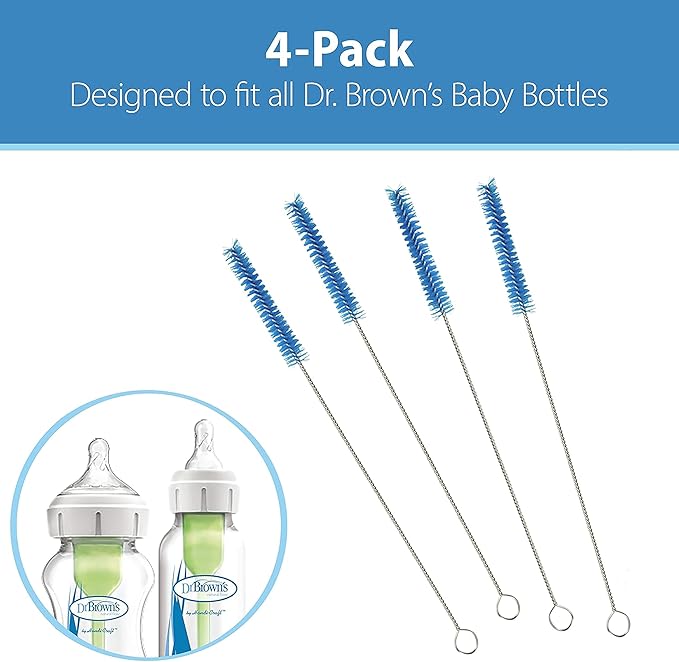Dr. Brown's Silicone Cleaning Brush Set with Bottle, Spout, and Straw Brush, 3-Pack + Vent Cleaning Brush, 4-Pack