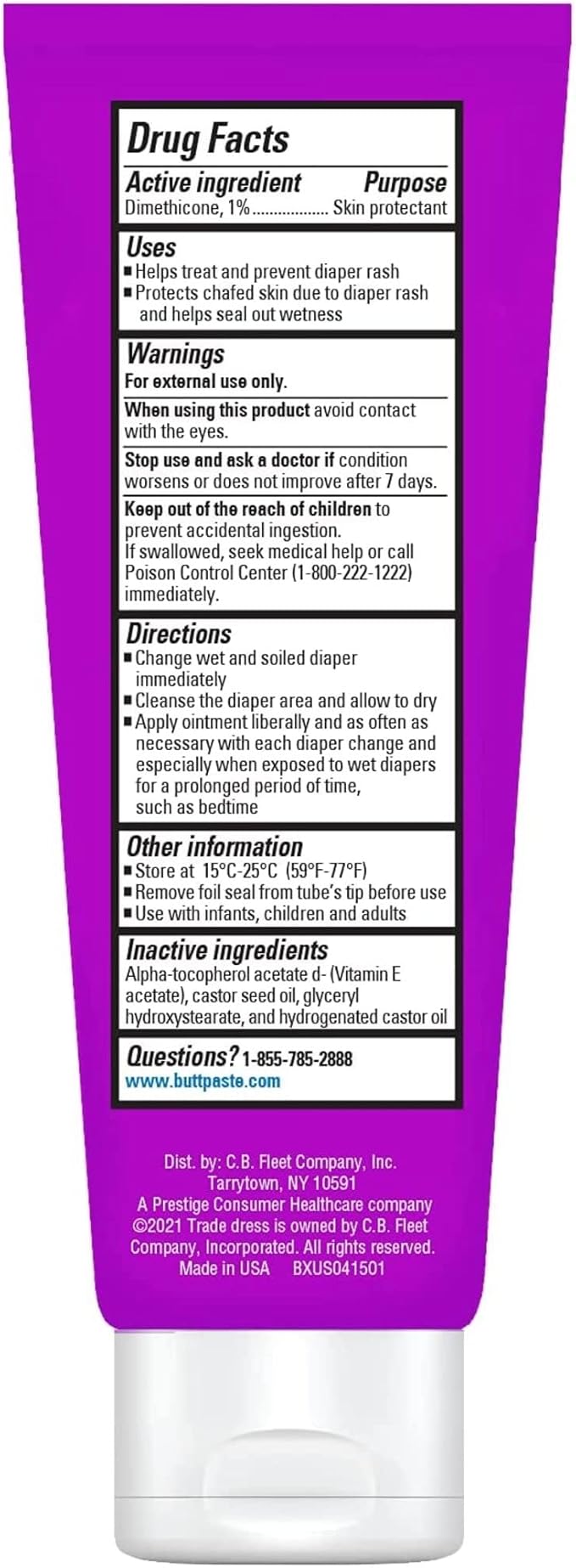 Boudreaux’s Butt Paste Butt Barrier Ointment, Preventive Dimethicone Baby Diaper Rash Cream, Provides Fast Relief from Moderate Rash and Discomfort, Pediatrician-Recommended Brand, 4oz Tube