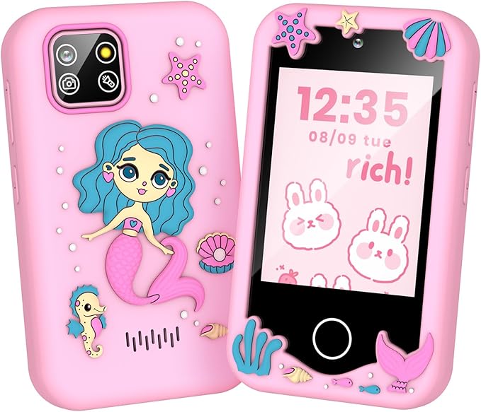 M SANMERSEN Kids Smart Phone for 3-6 Year Olds – 2.8" Touchscreen, Dual Camera, 28 Learning Games, MP3 Music Player, 32GB SD Card – Educational Toddler Phone Toy for Boys & Girls