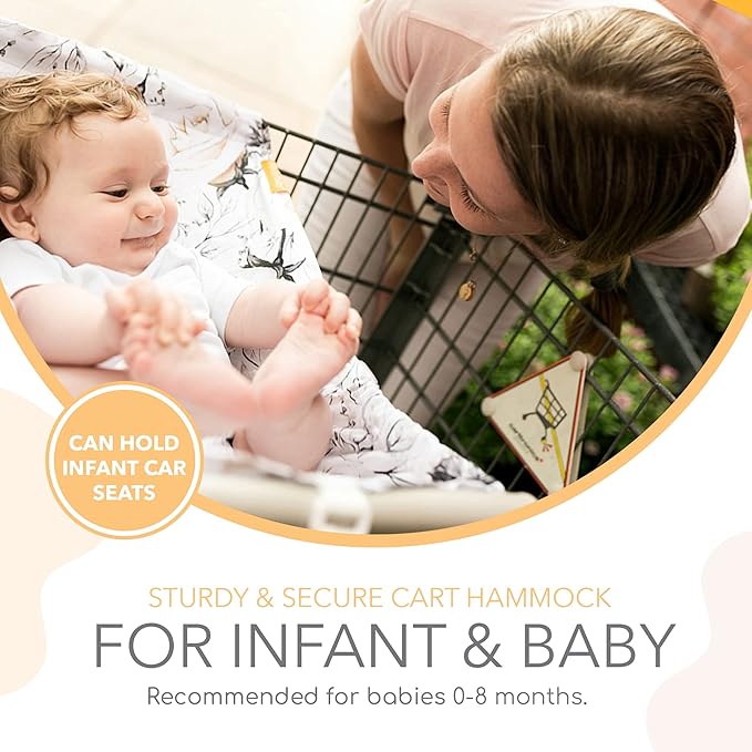 Binxy Baby Shopping Cart Hammock – Infant Seat for Grocery Carts – Holds Car Seats Securely – Compatible with Select 4-Seater Wagons (20–24” Wide) – Supports Up to 50 lbs – Coming Up Roses