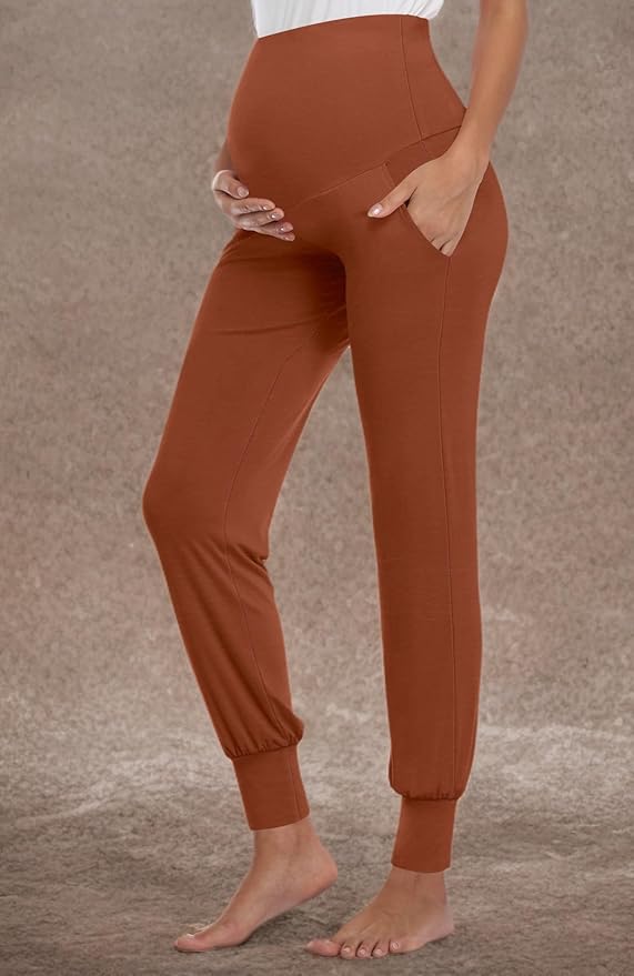 AMPOSH Women's Maternity Pants Stretchy Lounge Workout Sweatpants Casual Loose Comfy Pregnancy Joggers with Pockets