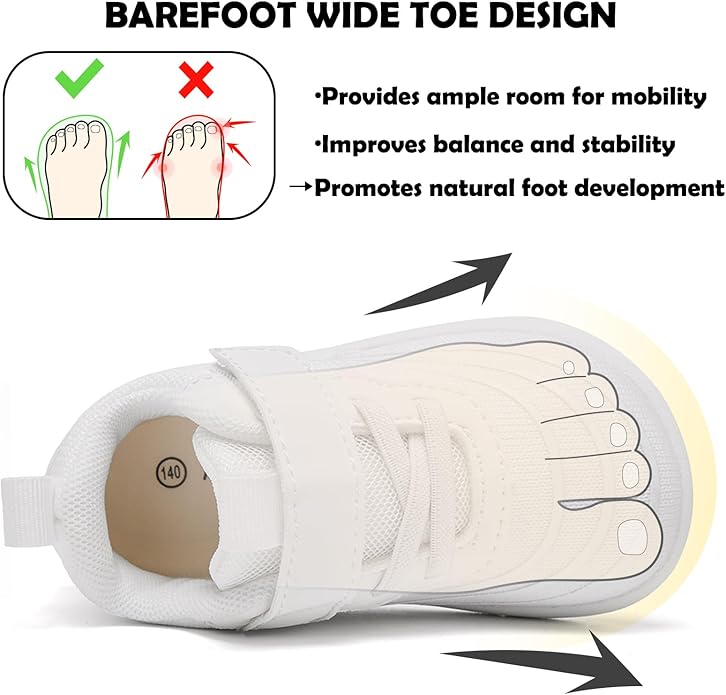 MORENDL Wide Toddler Shoes Baby Walking Shoes Boys & Girls Barefoot Sneakers Zero Drop Comfort Tennis Running Outdoor Activities