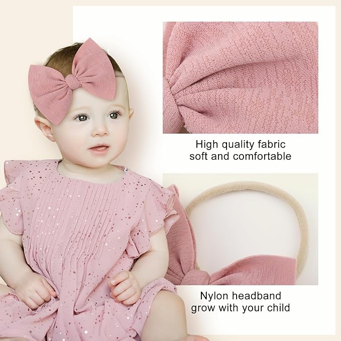 YanJie Baby Girls Nylon Headbands Newborn Bows Handmade Hair Bows Hairbands Hair Accessories for Newborn Infant Toddlers Kids (4.5bow 12colors)
