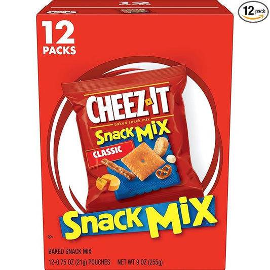 Cheez-It Snack Mix, Office and Kids Snacks, Classic, 9oz Box (12 Packs)