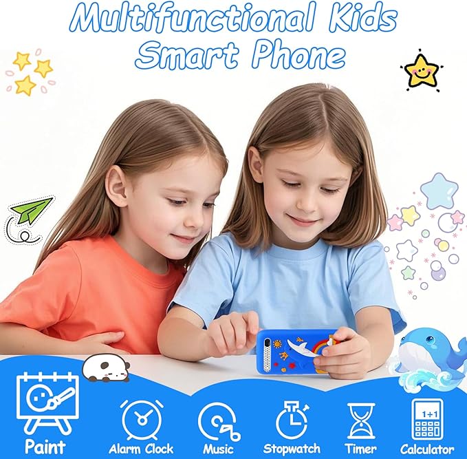Kids Smart Toys Phone for Boys, Toddler Cell Phone with 3.97" Touch Screen, Children Learning Cell Toy Phone with Camera, Game, Music Player, Christmas Birthday Gifts for Kids Age 3-12