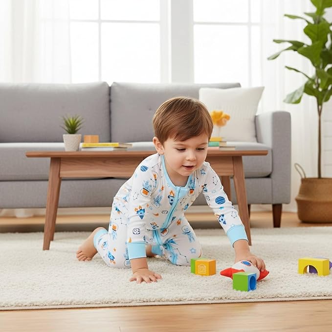 OPAWO Viscose from Bamboo Baby Pajamas Girl 2pack Mittens Cuff 2 Way Zipper Soft Footless Sleeper Baby Boy One-Piece Romper