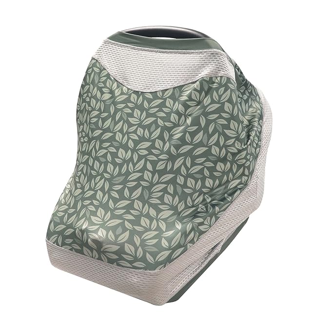 Boppy 4 and More Multi-use Cover, Green Leaves, Quick-Dry UPF 50+ Knit and Breathable Mesh, Versatile for Car Seat Canopy, Nursing Cover, Infant Strollers, Shopping Carts, Highchairs and More