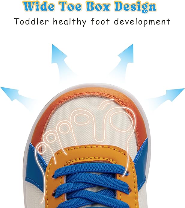 SKYWHEEL Toddler Wide Toe Box Barefoot Shoes Boys Sneakers Kids Tennis Shoes Comfort Lightweight Zero Drop Walking Shoe for Indoor/Outdoor Play