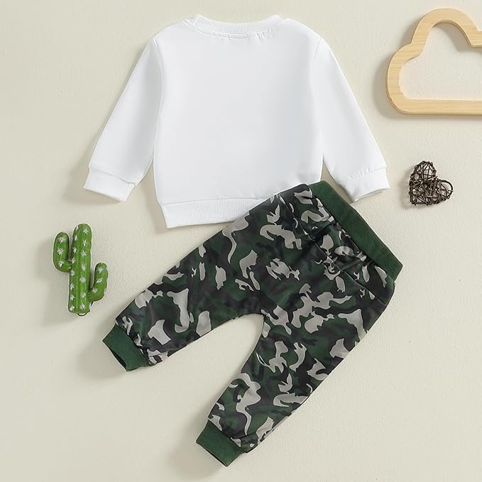 Baby Boy Fall Clothes Set Long Sleeve Letter Print Sweatshirt Pants Toddler Infant Outfits 6 12 18 24 Months 2T