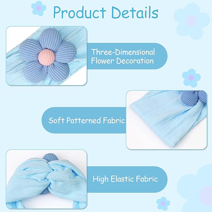 CÉLLOT 5 Pcs Baby Flower Headbands Baby Girls Nylon Headbands Soft Hairbands Hair Accessories for Newborn Infant Toddler Kids(Spring Summer Vibe)