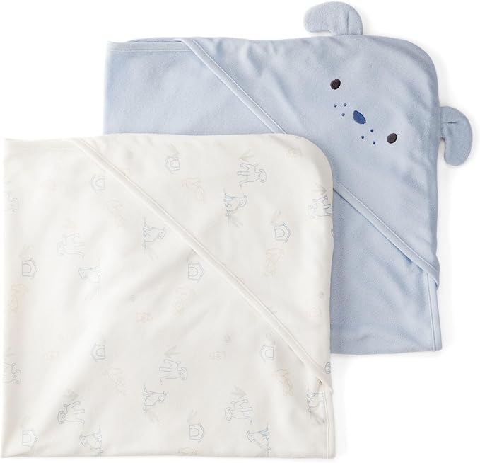 Carter's Baby Hooded Towel (2-pk Ivory/Blue)