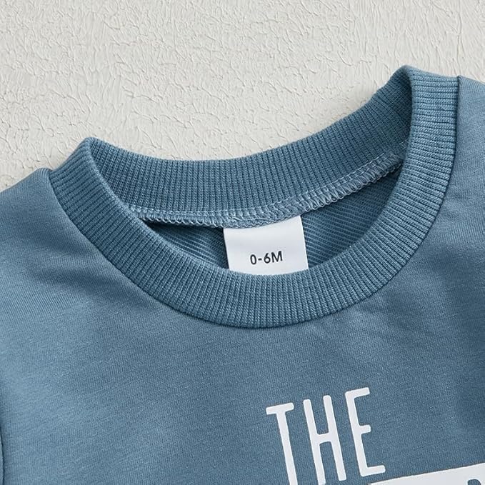 Baby Boy Fall Clothes Set Long Sleeve Letter Print Sweatshirt Pants Toddler Infant Outfits 6 12 18 24 Months 2T