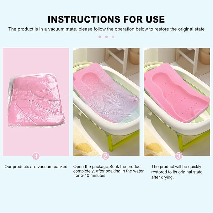 Baby Bath Sponge Soft Infant Bath Mat Newborn Cushion Odor Free (Pink)