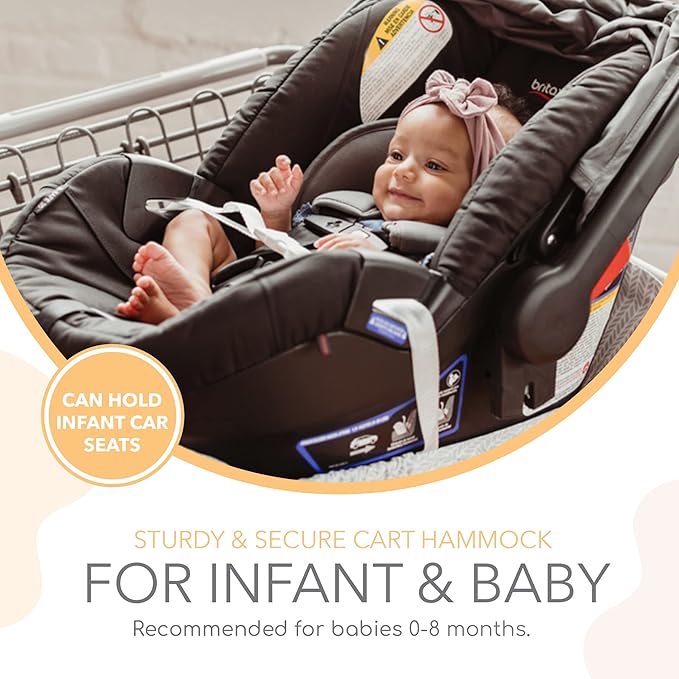 Binxy Baby Shopping Cart Hammock – Infant Seat for Grocery Carts – Holds Car Seats Securely – Compatible with Select 4-Seater Wagons (20–24” Wide) – Supports Up to 50 lbs – Black