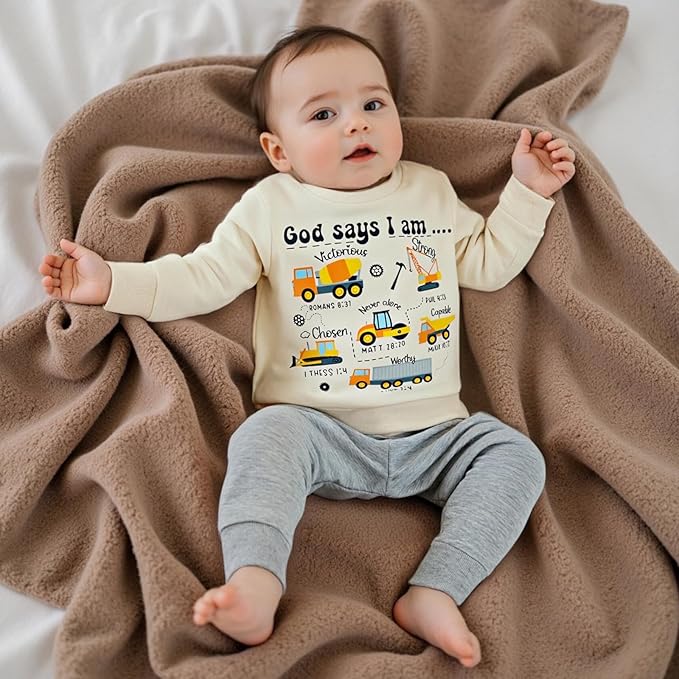 Baby Boy Fall Clothes Set Long Sleeve Truck Tractor Print Sweatshirt Pants Toddler Infant Outfits 6 12 18 24 Months 2T