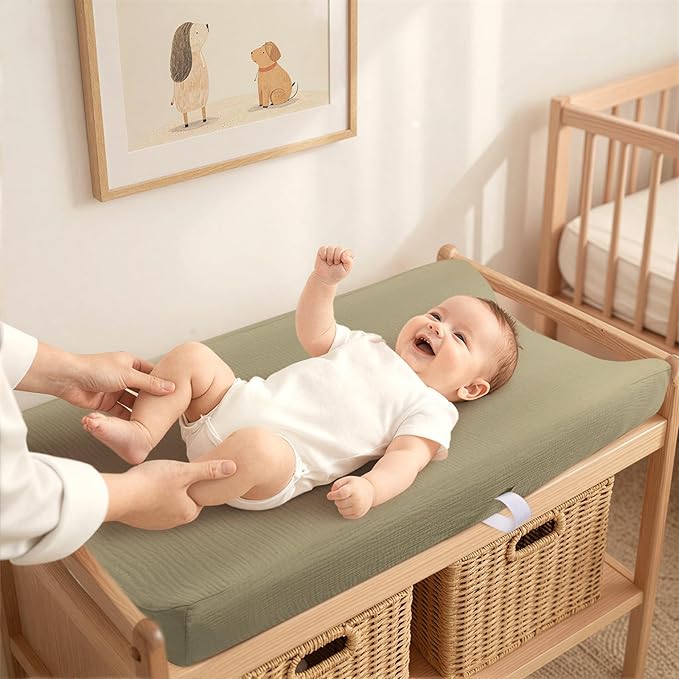 lulumoon Muslin Changing Pad Cover: Baby Diaper Changing Table Pad Cover - Changing Pad Sheets for Girls Boys