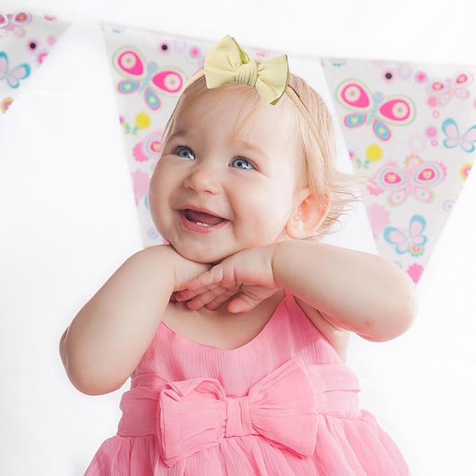 6pcs Baby Girl Bows Baby Nylon Headbands, Stretchy Knot Hair Bows, Double Layer Baby Bow Super Soft Elastic Hairbands Hair Accessories Gift for Newborn Infant Toddlers Kids(Multicoloured)