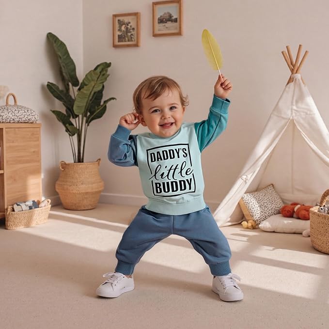 Infant Baby Boy Fall Clothes Set Funny Letter Sweatshirt Pant Outfit Toddler Winter Clothes 6 12 18 Months 2T 3T