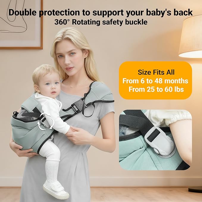 Baby Sling Carrier,Baby Carrier Newborn to Toddler,Adjustable Lightweight Toddler Carrier 25-60 lbs,Ideal for Home,Shopping,and Travel