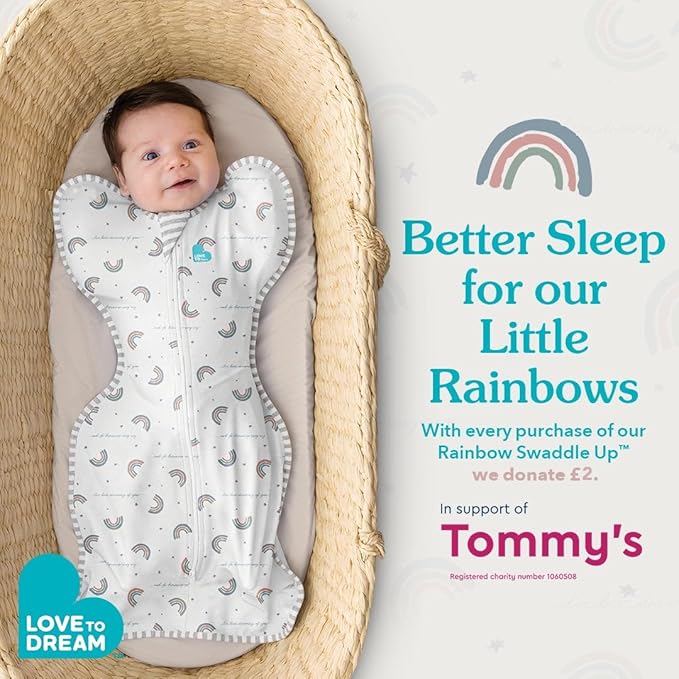 Love to Dream Swaddle UP, Baby Sleep Sack, Self-Soothing Swaddles for Newborns, Get Longer Sleep, Snug Fit Helps Calm Startle Reflex, New Born Essentials for Baby, 1.0 TOG, 5-8.5 lbs, Rainbow Dream