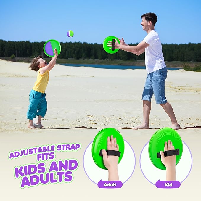 Toss and Catch Ball Set Upgraded - Family Games Kids Toys for Stocking Stuffers - Water-Resistant Great for Beach Pool Yard - Christmas Toys Gift for Boys Girls Teens 3 4 5 6 7 8 9 10 11 12+ Years