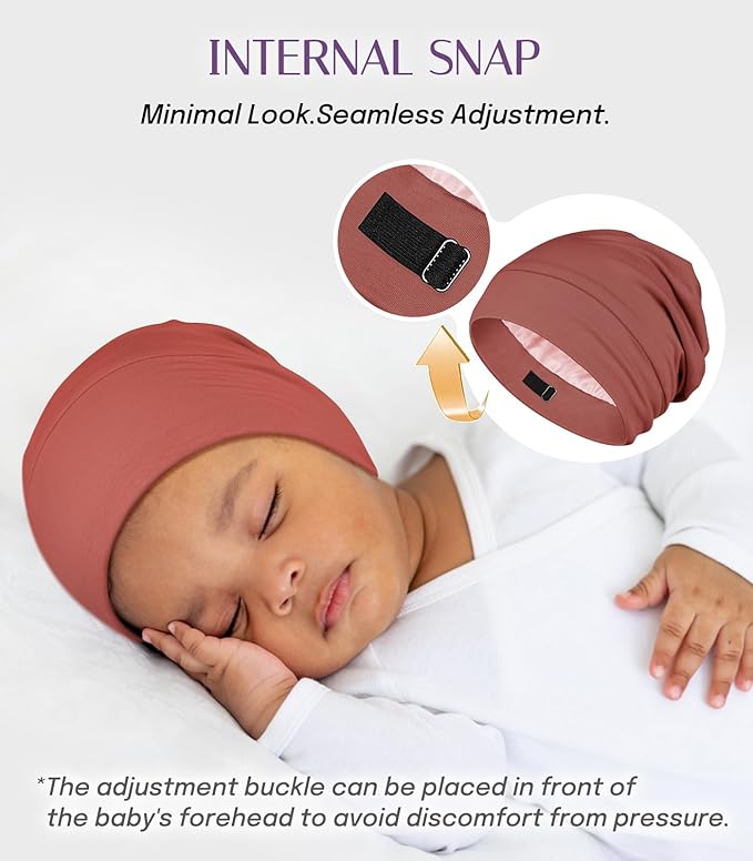 OLESILK Silk Baby Bonnet for 0-6 Months - 100% Mulberry Silk Toddler Hair Bonnet, Adjustable Night Cap for Sleeping